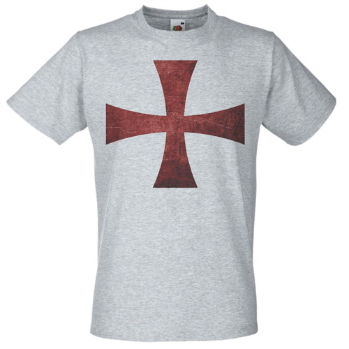 Adults Knights Templar Cross Soldiers of Christ Crusade Unisex Grey T-Shirt