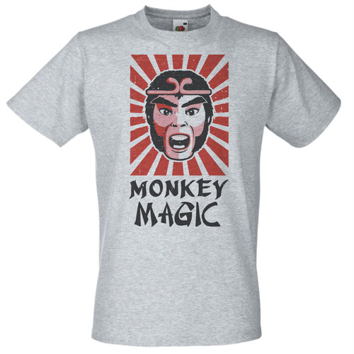 Adults Monkey Magic 1980s Funny Japanese TV Show Unisex Grey T-Shirt