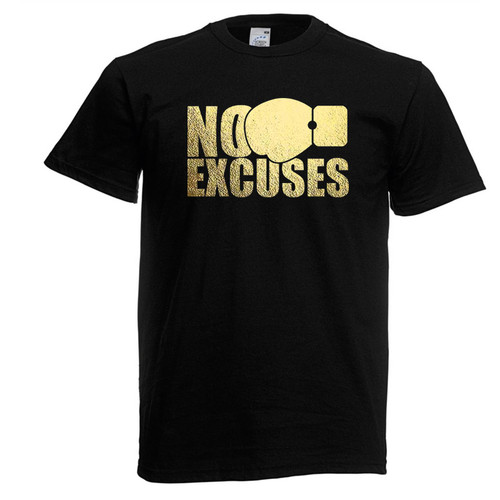 Mens No Excuses Boxing Gym Workout Training Unisex Black T-Shirt