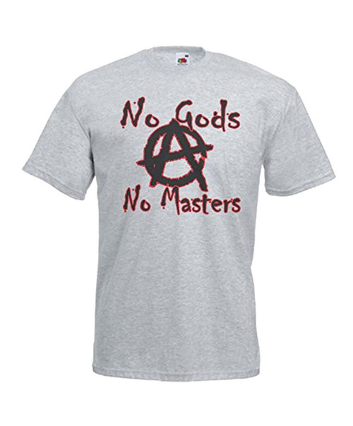 Adults No Gods No Masters Human Equality Anarchy Unisex Grey T-Shirt