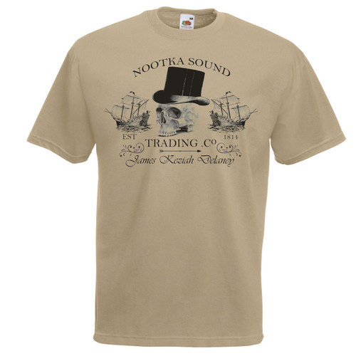 Mens Nootka Sound Trading Co Taboo Shipping Company Unisex Khaki T-Shirt Mens Nootka Sound Trading Co Taboo Shipping Company Unisex Khaki T-Shirt