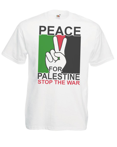 Mens Peace For Palestine Stop The War Solidarity Symbol Unisex White T-Shirt Mens Peace For Palestine Stop The War Solidarity Symbol Unisex White T-Shirt