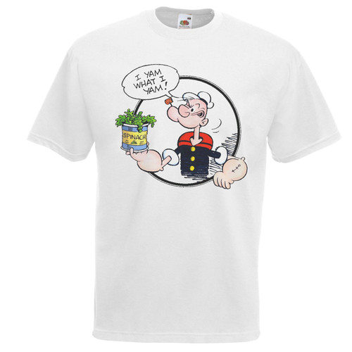 Adults Sailor Man I Yam What I Yam Cartoon TV Quote Unisex White T-Shirt