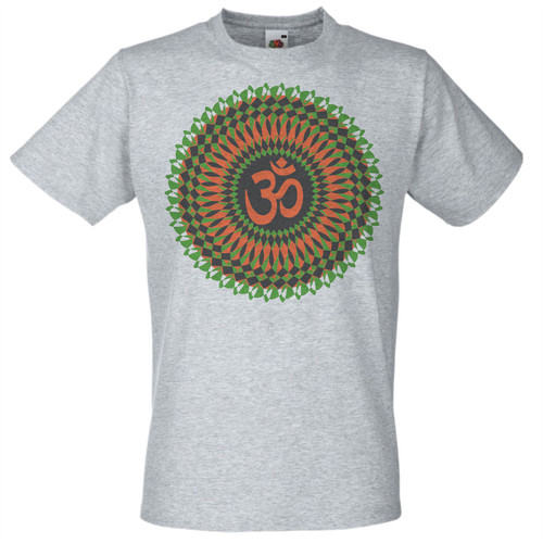 Adults Spiritual Psy-Trance OM 432 Hz Psychedelic Goa Mandala Unisex Grey T-Shirt