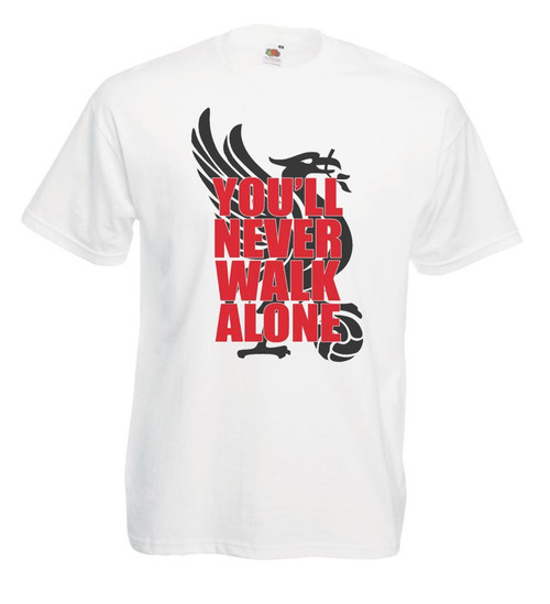 Mens You'll Never Walk Alone Liver Bird Liverpool Scouse YNWA Unisex White T-Shirt Mens You'll Never Walk Alone Liver Bird Liverpool Scouse YNWA Unisex White T-Shirt