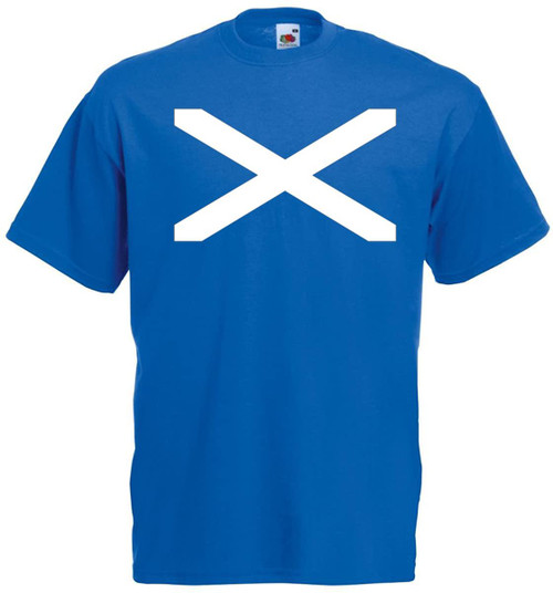 Adults Scotland Saltire St Andrews Cross Scottish Flag Sports Unisex Blue T-Shirt
