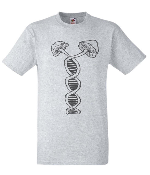 Adults Mushroom of Life Psychedelic Shroom DNA Strand Unisex Grey T-Shirt