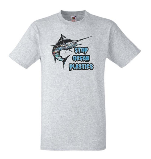 Mens Stop Ocean Plastics Marlin Fish Recycle Environment Unisex White T-Shirt Mens Stop Ocean Plastics Marlin Fish Recycle Environment Unisex White T-Shirt