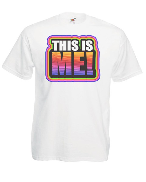 Mens This Is Me The Greatest Rainbow Gay Pride LGBT Quote Unisex White T-Shirt Mens This Is Me The Greatest Rainbow Gay Pride LGBT Quote Unisex White T-Shirt