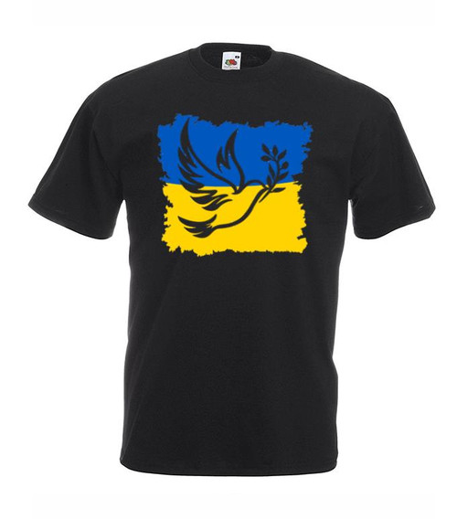 Adults Peace Dove Symbol Ukraine Flag Olive Branch Unisex Black T-Shirt
