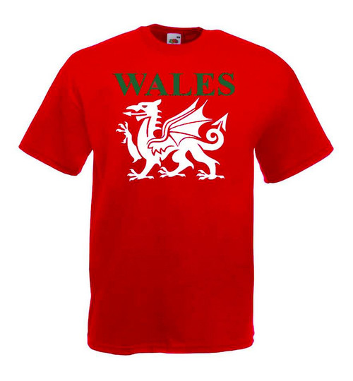 Adults Welsh Dragon Cymry Cymru Rugby Y Ddraig Goch Wales Unisex Red T-Shirt