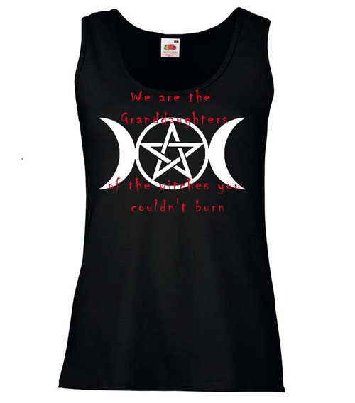 Womens Granddaughters of the Witches you Couldn't Burn Feminist Slogan Lady Fit Black Vest Womens Granddaughters of the Witches you Couldn't Burn Feminist Slogan Lady Fit Black Vest