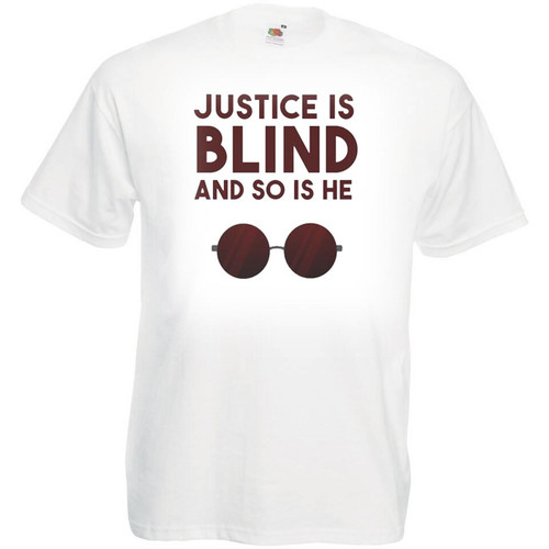 Adults Justice is Blind So is He Comic Devil Superhero Movie Unisex White T-Shirt