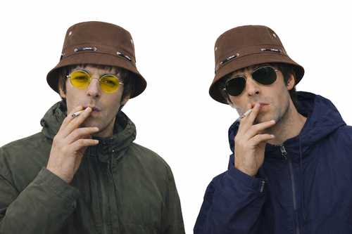 Adults Manchester Britpop Brothers Liam & Noel Rock Band Reunion Fancy Dress Bucket Hat Set