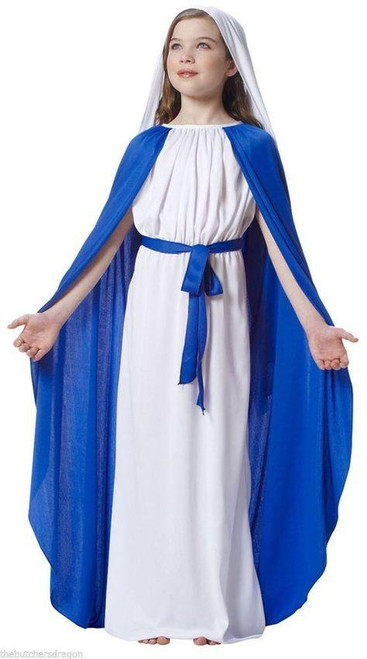 Childs Virgin Mary Religious Nativity Christmas School Play Fancy Dress Costume Childs Virgin Mary Religious Nativity Christmas School Play Fancy Dress Costume
