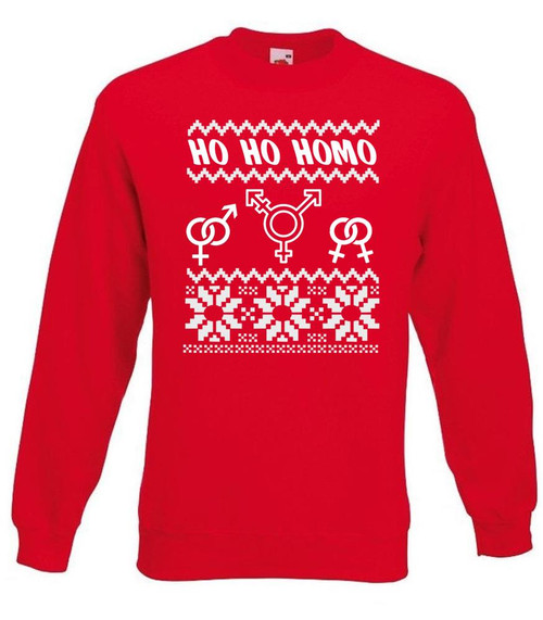 Adults Ho Ho Homo LGBTQ+ Gay Pride Festive Red Christmas Jumper