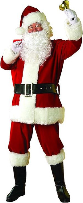 Adults Plush 10 Piece Santa Claus Suit Father Christmas Fancy Dress Costume [40"- 48" Chest]
