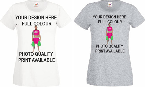 Womens Design Your Own T-Shirt Personalised Text & Own Custom Photo Lady Fit T-Shirt