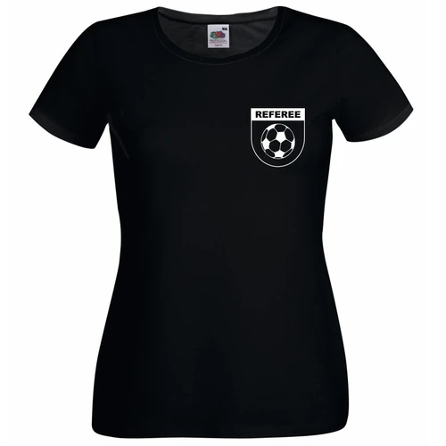 Womens Football Referee Sports Supporter Fan FREE Whistle Lady Fit Black T-Shirt