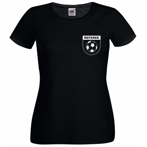 Womens Football Referee Sports Supporter Fan FREE Whistle Lady Fit Black T-Shirt Womens Football Referee Sports Supporter Fan FREE Whistle Lady Fit Black T-Shirt