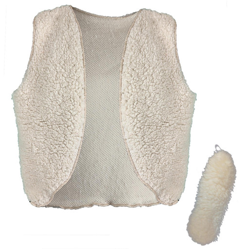 Adults Sheep Lamb Fleece Waistcoat & Tail Farm Animal Nativity Fancy Dress