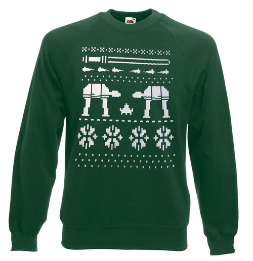 Adults Galaxy Wars Retro Xmas Sci Fi Movie Festive Green Unisex Christmas Jumper
