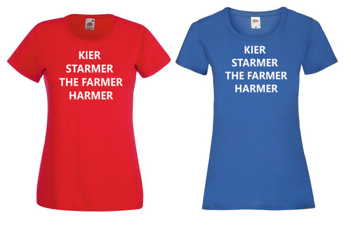 Womens Keir Starmer the Farmer Harmer Funny Prime Minister Joke Lady Fit T-Shirt