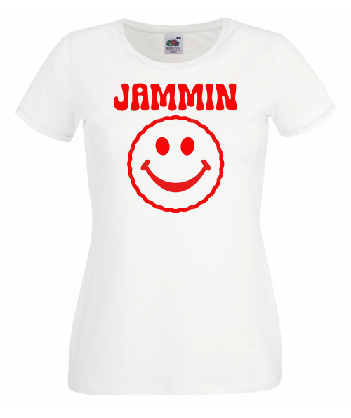 Womens Jammin Smile Face Jammy Biscuit Snack Spoof Lady Fit White T-Shirt