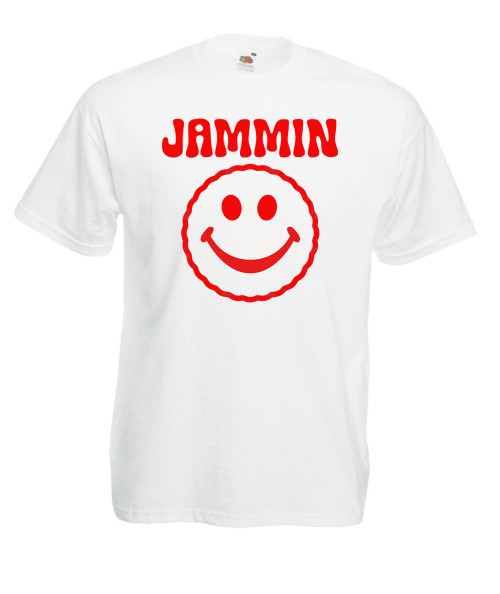 Adults Jammin Smile Face Jammy Biscuit Snack Spoof Unisex White T-Shirt