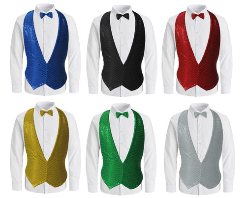 Adults Sequin Bowtie & Waistcoat Showman RIngmaster Fancy Dress Costume Accessory
