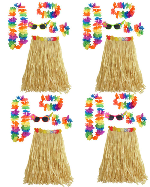 Adults Hawaiian Hula Grass Skirt Lei Sunglasses Aloha Summer Hen Party Stag Night Fancy Dress Costume