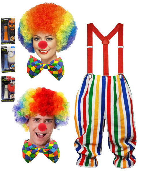 Adults Multicoloured Clown Set Circus Big Top Kit Fancy Dress Costume Adults Multicoloured Clown Set Circus Big Top Kit Fancy Dress Costume