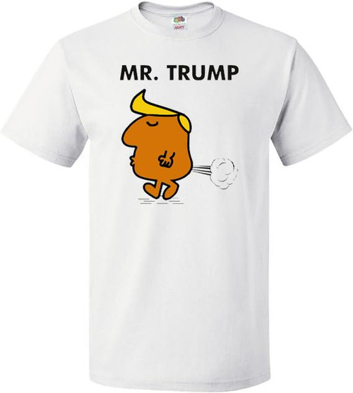 Mens Mr Trump American President USA Funny Cartoon Unisex White T-Shirt Mens Mr Trump American President USA Funny Cartoon Unisex White T-Shirt