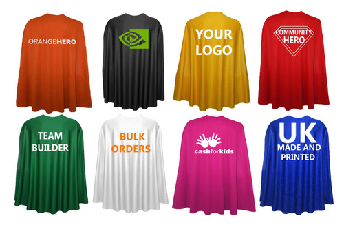 Adults 35" Length Custom Printed Superhero Cape Marketing Team Building Fancy Dress [Bulk Orders 10x Capes or More]