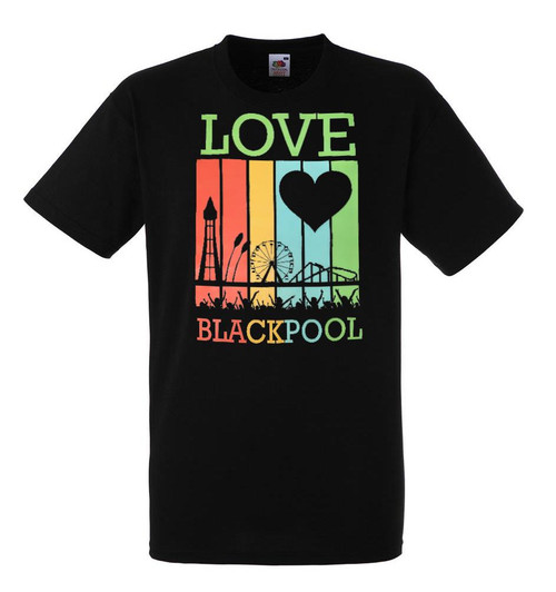 Adults Love Blackpool Great British Seaside Resort Black Unisex T-Shirt Adults Love Blackpool Great British Seaside Resort Black Unisex T-Shirt