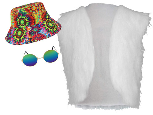 Adults Hippie 1960s 1970s Summer of Love Hippy Festival Fancy Dress Set