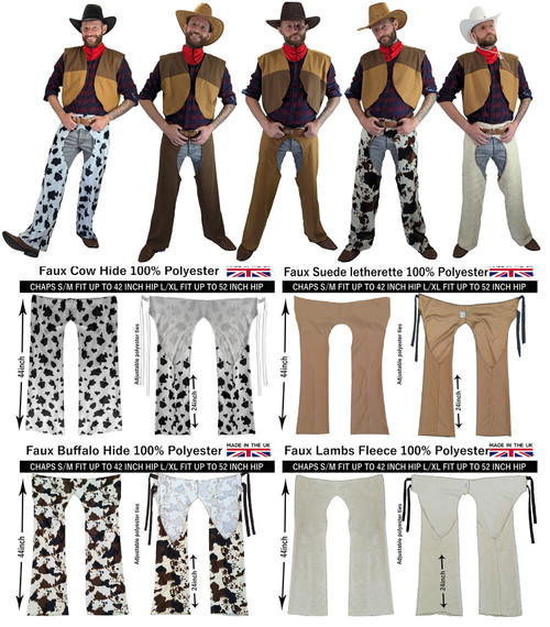 Adults Mens Cowboy Western Chaps Shaps Chaparreras Wild West Fancy Dress Costume Accessory Adults Mens Cowboy Western Chaps Shaps Chaparreras Wild West Fancy Dress Costume Accessory