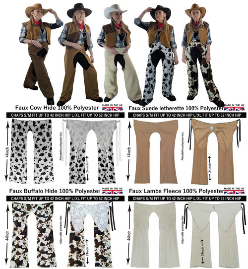 Adults Womens Cowgirl Western Chaps Shaps Chaparreras Wild West Fancy Dress Costume Accessory Adults Womens Cowgirl Western Chaps Shaps Chaparreras Wild West Fancy Dress Costume Accessory
