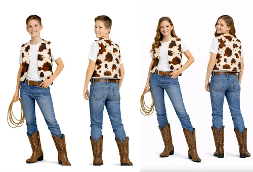 Childs Buffalo Cowboy Cowgirl Waistcoat Wild West Western Fancy Dress