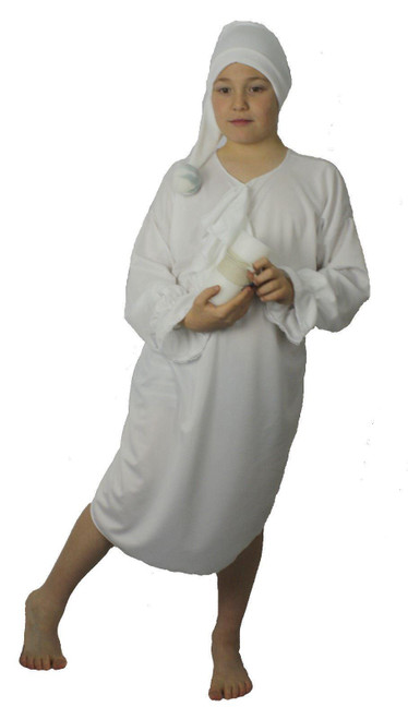 Childs Ebeneezer Scrooge Night Gown & Cap Christmas Panto World Book Day Movie Fancy Dress Costume