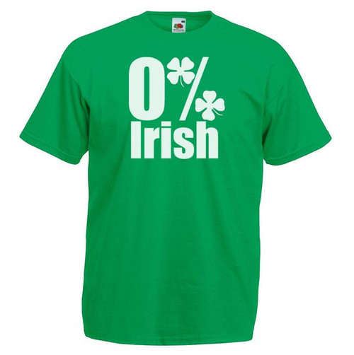 Adults 0% Irish Four Leaf Clover Ireland St Patricks Day Unisex Green T-Shirt