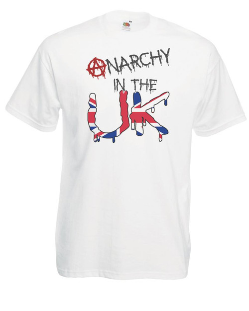 Adults Anarchy In The UK Union Jack Punk Rebellion Protest Unisex White T-Shirt