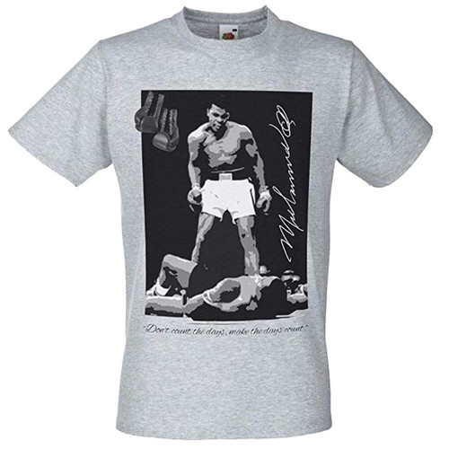Adults Ali Make Days Count Muhammad Boxing Quote Unisex Grey T-Shirt