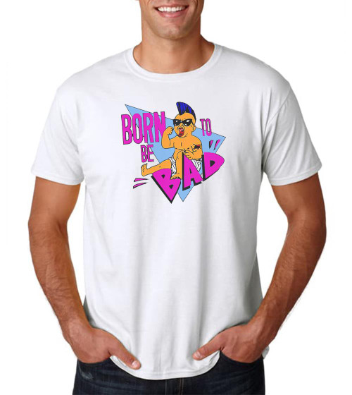 Adults Born To Be Bad 1980s Comedy 80s Movie Unisex White T-Shirt Adults Born To Be Bad 1980s Comedy 80s Movie Unisex White T-Shirt