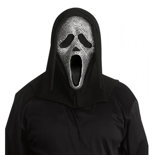 Fun World Unisex Adult Ghost Face Scream Crystal Bling Halloween Mask