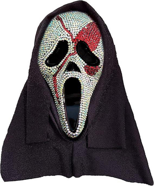 Fun World Unisex Adult Ghost Face Scream Crystal Bloody Bling Halloween Mask