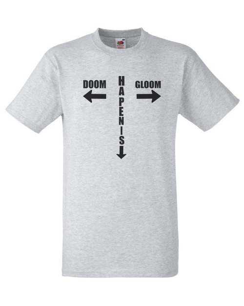 Adults Doom Gloom Hapenis Stag Lads Funny Rude Joke Unisex Grey T-Shirt