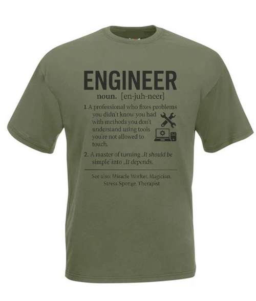Adults Engineer Defined Profession Funny Student Occupation Unisex Olive T-Shirt