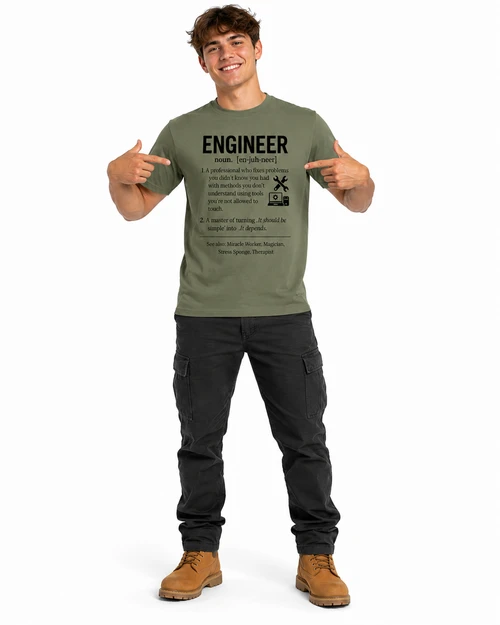 Adults Engineer Defined Profession Funny Student Occupation Unisex Olive T-Shirt