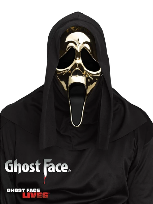 Fun World Ghost Face Gold Golden Mask Scream Halloween Fancy Dress Costume Accessory